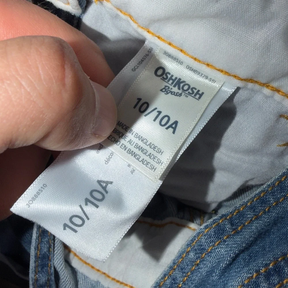 OshKosh Bgosh Kid Light Wash Denim Vestbak Shortalls Overalls Size 10 Distressed